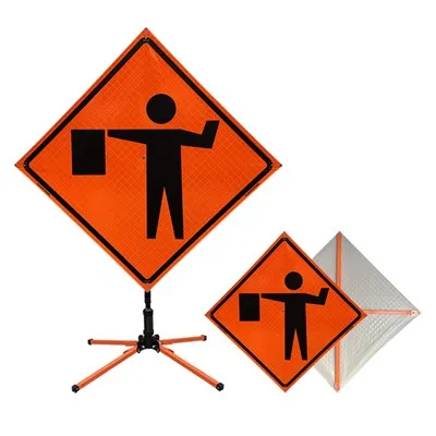 Znak Dingfei Flagger Ahead Roll Up